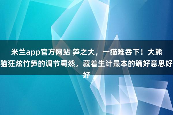 米兰app官方网站 笋之大，一猫难吞下！大熊猫狂炫竹笋的调节蓦然，藏着生计最本的确好意思好