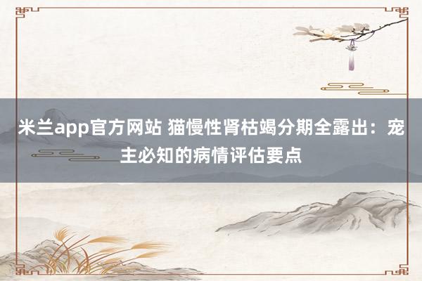 米兰app官方网站 猫慢性肾枯竭分期全露出：宠主必知的病情评估要点