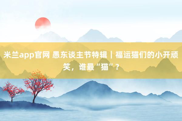 米兰app官网 愚东谈主节特辑｜福运猫们的小开顽笑，谁最“猫”？
