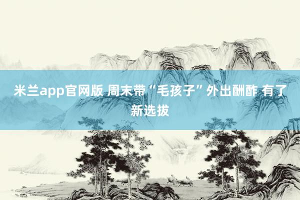 米兰app官网版 周末带“毛孩子”外出酬酢 有了新选拔