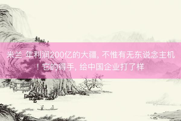 米兰 年利润200亿的大疆, 不惟有无东说念主机! 它的得手, 给中国企业打了样
