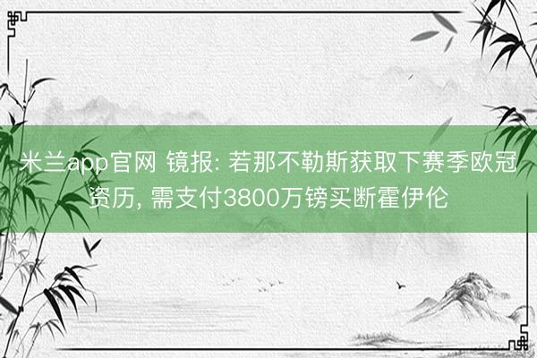 米兰app官网 镜报: 若那不勒斯获取下赛季欧冠资历， 需支付3800万镑买断霍伊伦