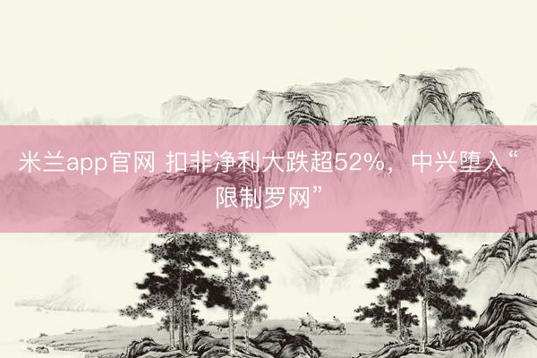 米兰app官网 扣非净利大跌超52%，中兴堕入“限制罗网”