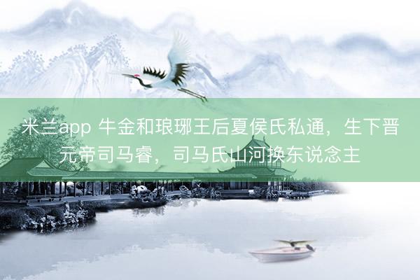 米兰app 牛金和琅琊王后夏侯氏私通，生下晋元帝司马睿，司马氏山河换东说念主